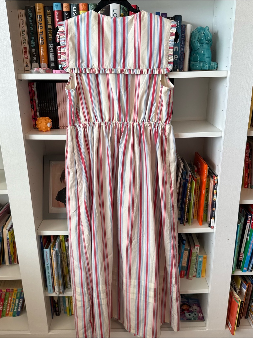 NWT Caroline Constas Striped Ruffle Collar Cotton Midi Dress M - Picture 4 of 5